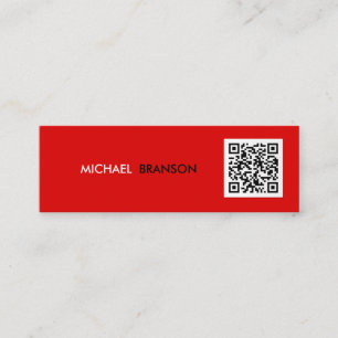 Professional Modern RED Black Minimalist QR CODE  Mini Business Card