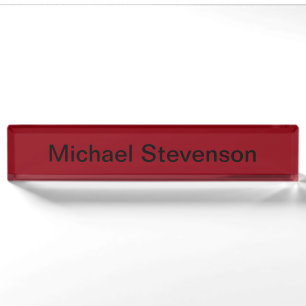 Professional Modern Red Business Desk Nameplate