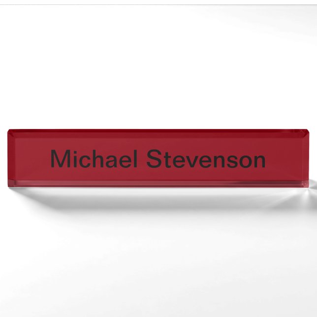 Professional Modern Red Business Desk Nameplate (Front)
