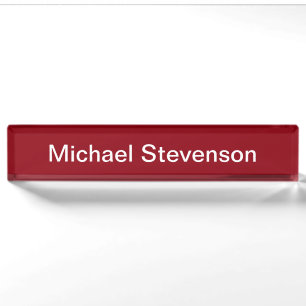 Professional Modern Red Business Desk Nameplate