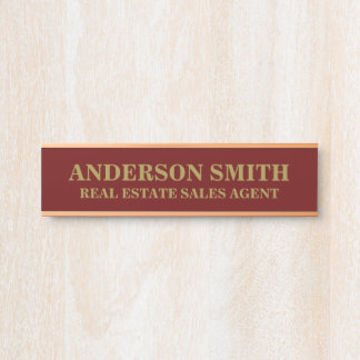 Professional Modern Red Gold Office Name Title Door Sign