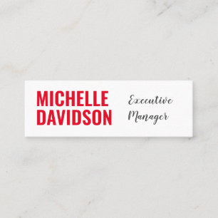 Professional Modern Red White Minimalist Plain Mini Business Card
