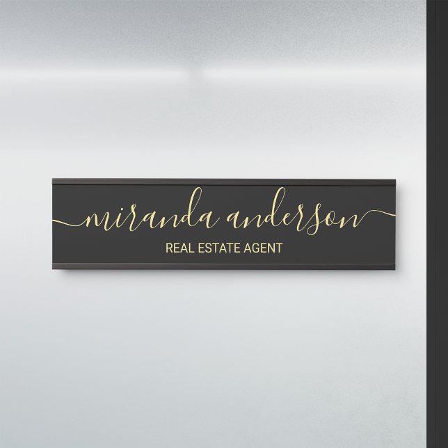 Professional Modern Script Black and Gold Door Sign (Creator Uploaded)