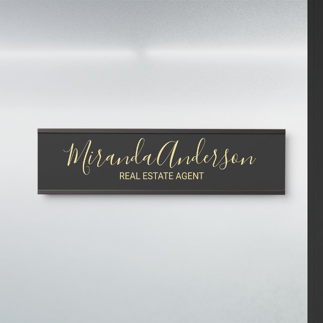Professional Modern Script Black and Gold Door Sign (Creator Uploaded)