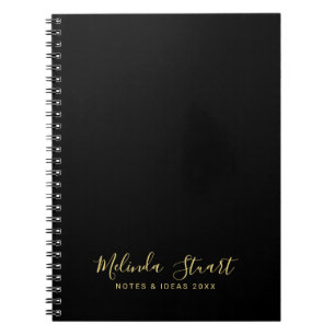 Professional Modern Script Black and Gold Notebook