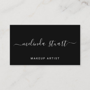 Professional Modern Script Black and White Business Card