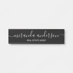 Professional Modern Script Black and White Door Sign