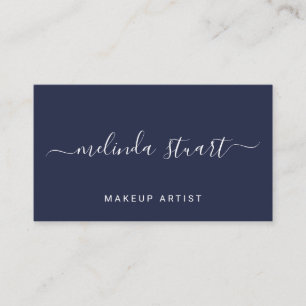 Professional Modern Script Navy Blue Business Card