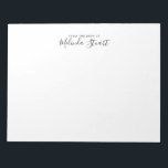 Professional Modern Script Notepad<br><div class="desc">Professional Modern notepad featuring name in black modern script font style with custom text in black modern sans serif font style on white background.</div>