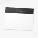 Professional Modern Script Notepad<br><div class="desc">Professional Modern Notepad featuring name in gold modern script font style with custom text in gold modern sans serif font style, on black with gold stripe upper border, on white background. Please note: The foil details are simulated in the artwork. No actual foil will be used in the making of...</div>