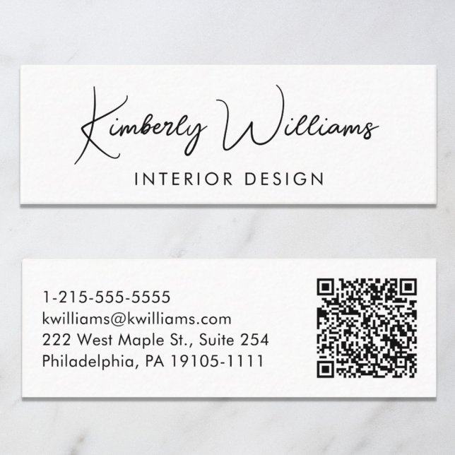 Professional Modern Script QR Code Mini Business Card (Creator Uploaded)