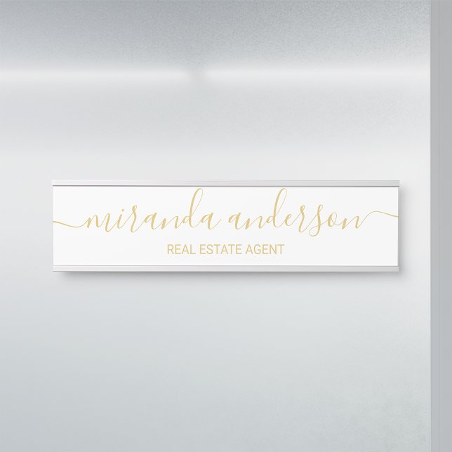 Professional Modern Script White and Gold Door Sign (Creator Uploaded)