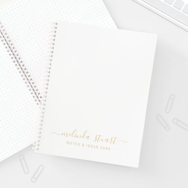 Professional Modern Script White and Gold Notebook (Creator Uploaded)