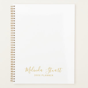 Professional Modern Script White and Gold Planner