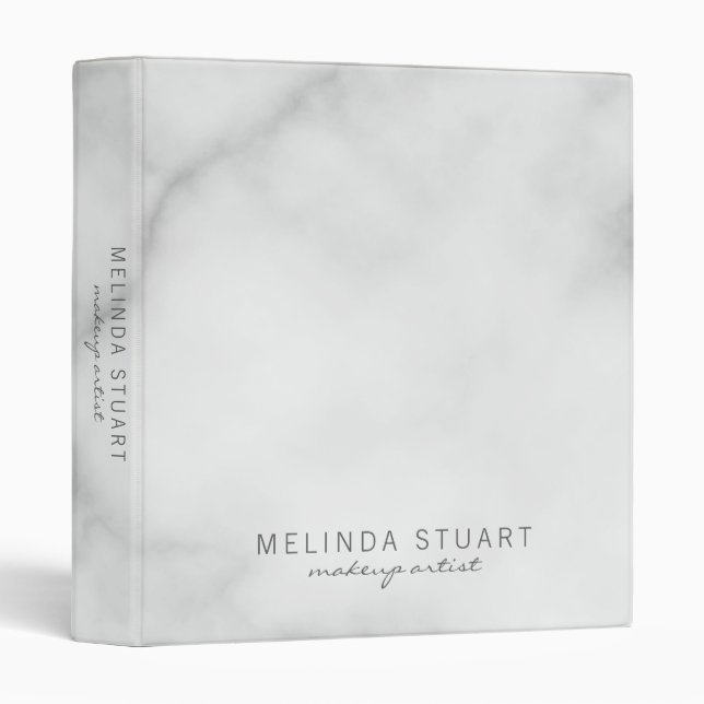 Professional Modern Script White Marble Binder (Front/Spine)