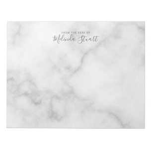 Professional Modern Script White Marble Notepad