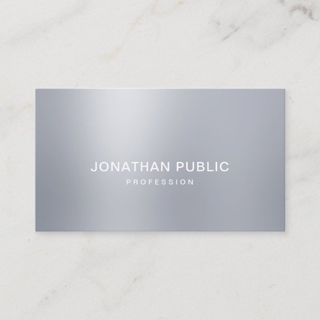 Professional Modern Silver Look Elegant Template Business Card (Front)