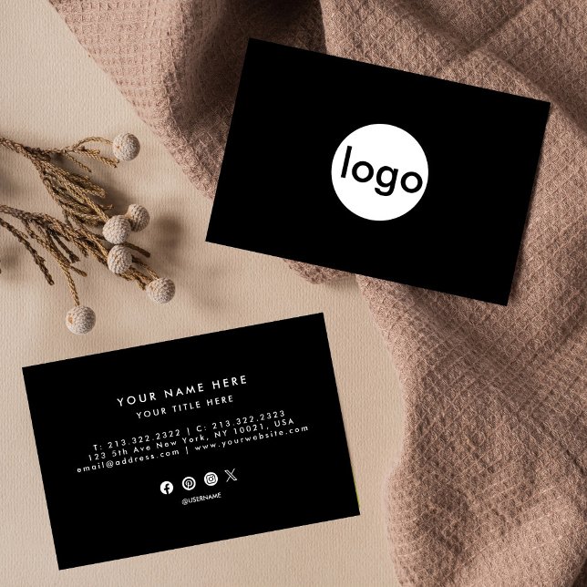 Professional Modern Simple Black Minimalist  Business Card (Creator Uploaded)