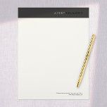 Professional Modern Simple Black Minimalist Letterhead<br><div class="desc">Clean minimal design with solid black background.</div>