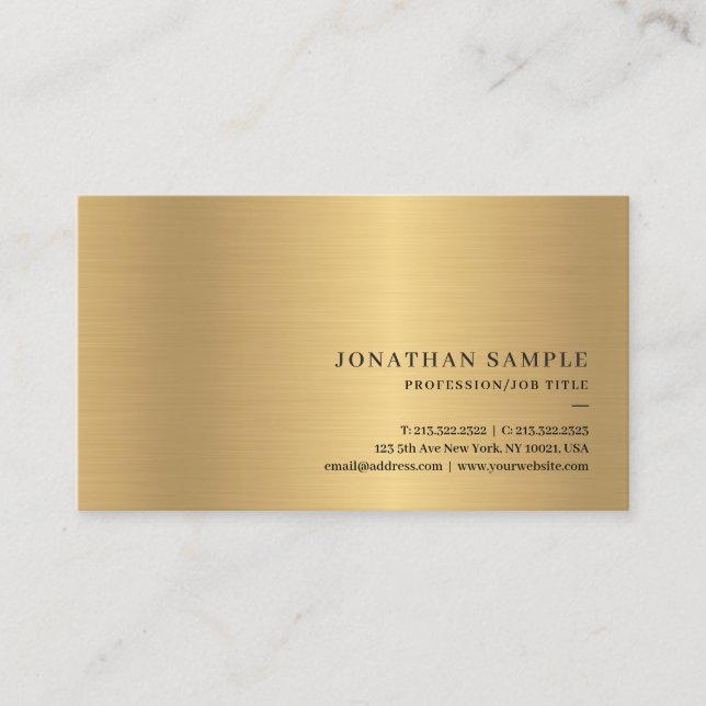 Professional Modern Simple Elegant Gold Template Business Card (Front)
