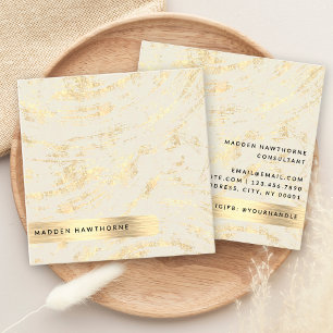 Professional Modern Simple Gold Brushed Metal Foil Square Business Card
