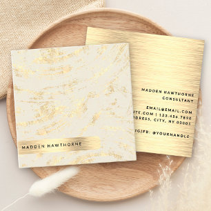 Professional Modern Simple Gold Brushed Metal Foil Square Business Card