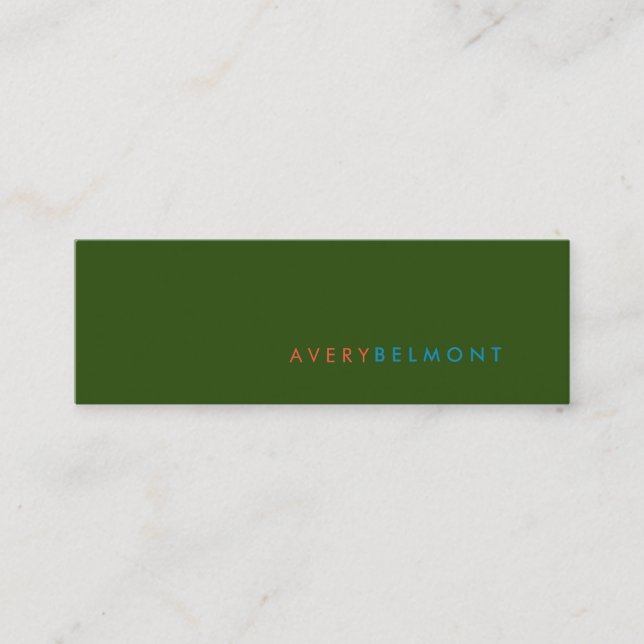 Professional Modern Simple Green Minimalist Mini Business Card (Front)