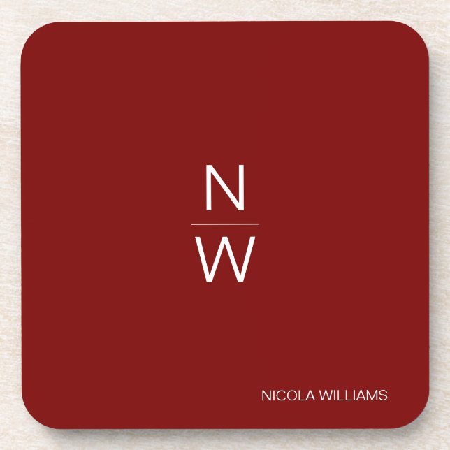 Professional Modern Simple Minimalist Dark Red Coaster (Front)
