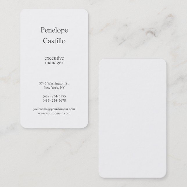 Professional Modern Simple Minimalist Plain Business Card (Front/Back)