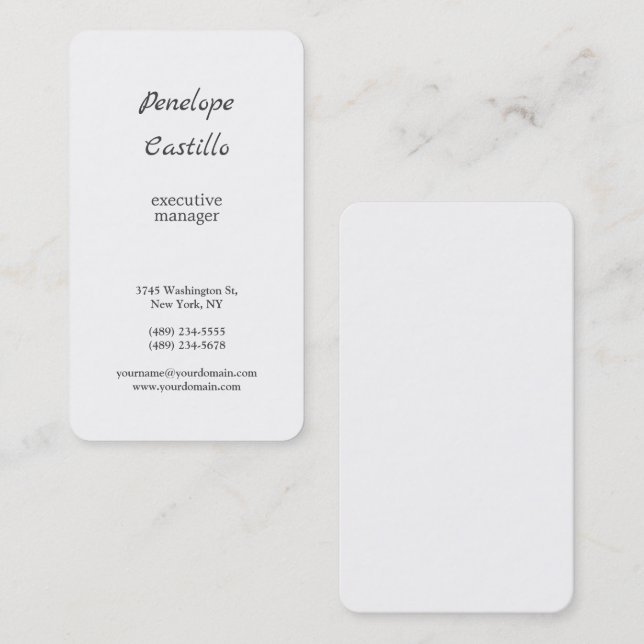 Professional Modern Simple Minimalist Plain Business Card (Front/Back)
