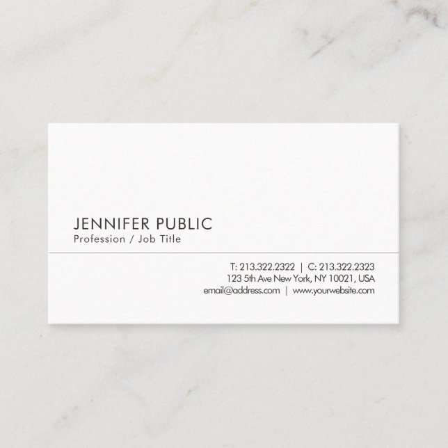 Professional Modern Simple Personalized Template Business Card (Front)