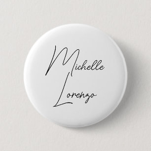 Professional Modern Simple Plain Black & White 2 Inch Round Button
