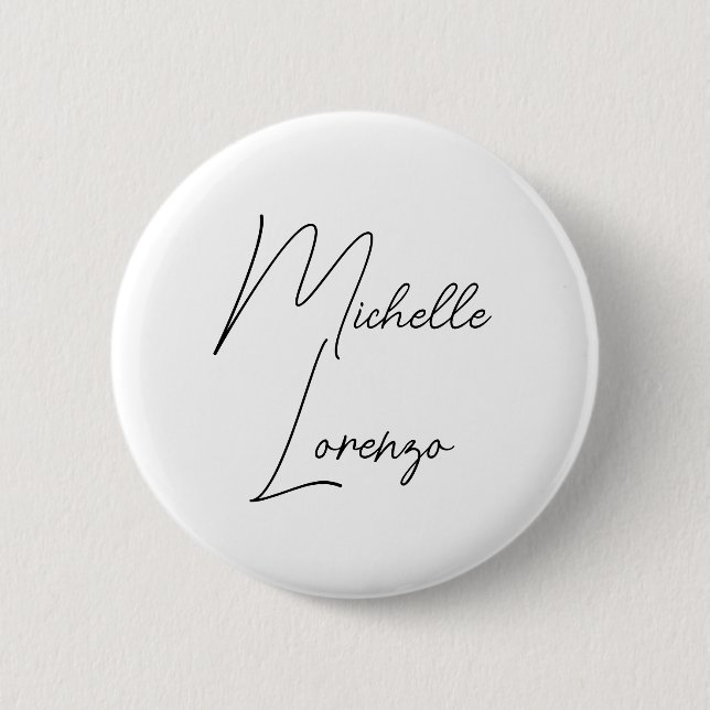 Professional Modern Simple Plain Black & White 2 Inch Round Button (Front)