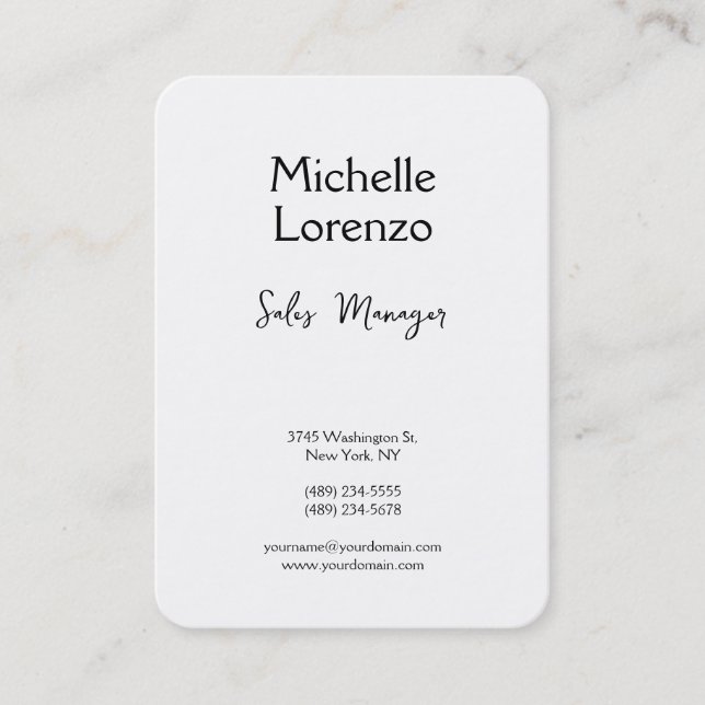 Professional Modern Simple Plain Black & White Business Card (Front)
