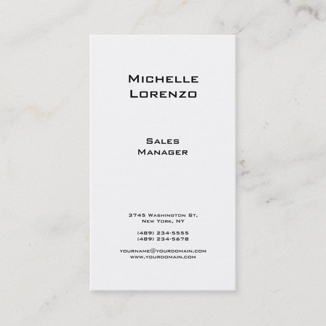 Professional Modern Simple Plain Black & White Business Card (Front)