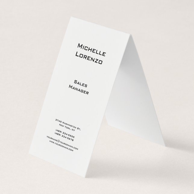Professional Modern Simple Plain Black & White Business Card (Front)