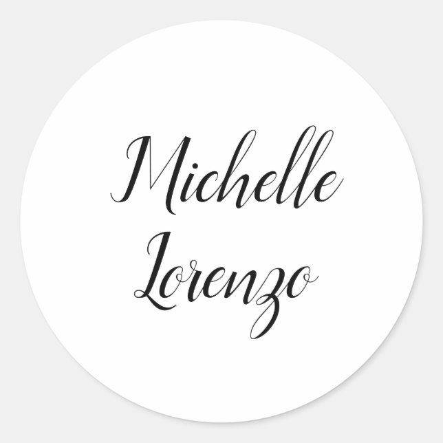 Professional Modern Simple Plain Black & White Classic Round Sticker (Front)