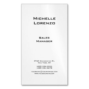 Professional Modern Simple Plain Black & White Magnetic Business Card