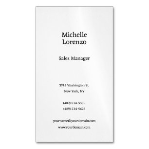 Professional Modern Simple Plain Black & White Magnetic Business Card