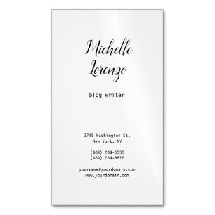 Professional Modern Simple Plain Black & White Magnetic Business Card