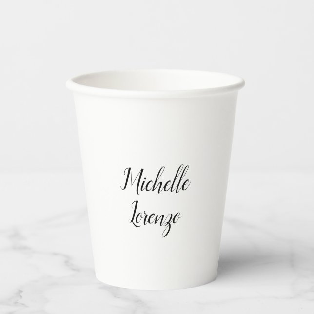 Professional Modern Simple Plain Black & White Paper Cups (Front)