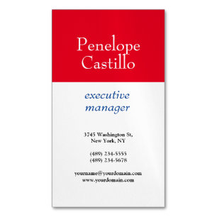 Professional Modern Simple Plain Blue Red White Magnetic Business Card