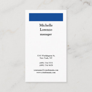Professional Modern Simple Plain Deep Blue & White Business Card