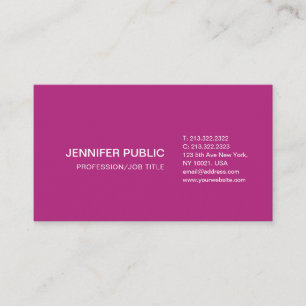 Professional Modern Simple Plain Elegant Pink Business Card