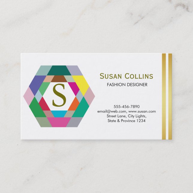 Professional Modern Simple Plain Logo Hexagon Business Card (Front)