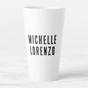 Professional Modern Simple Plain Name Black White Latte Mug