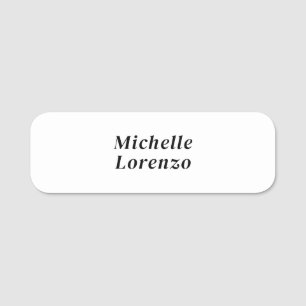 Professional Modern Simple Plain Name Black White Tag