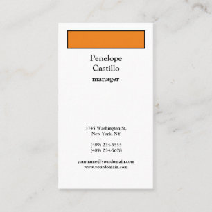 Professional Modern Simple Plain Orange & White Business Card