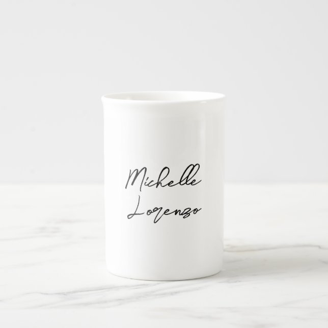 Professional Modern Simple Plain Your Name Bone China Mug (Front)