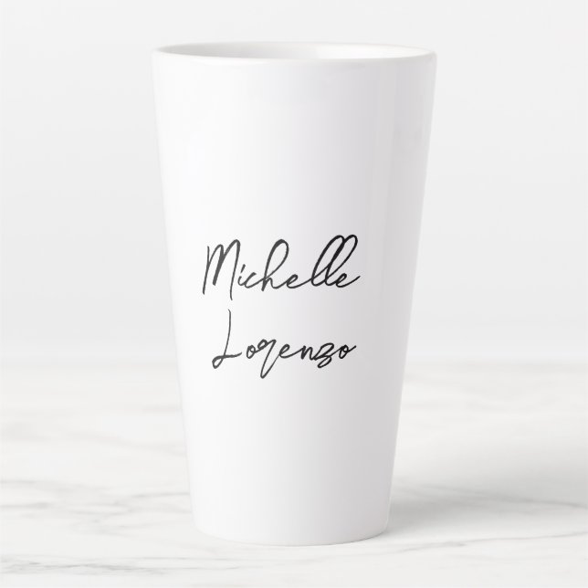 Professional Modern Simple Plain Your Name Latte Mug (Front)